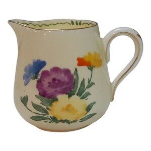 Vintage Crown Staffordshire Creamer - 1930s Floral Pattern, Gold Trim, 4 oz
